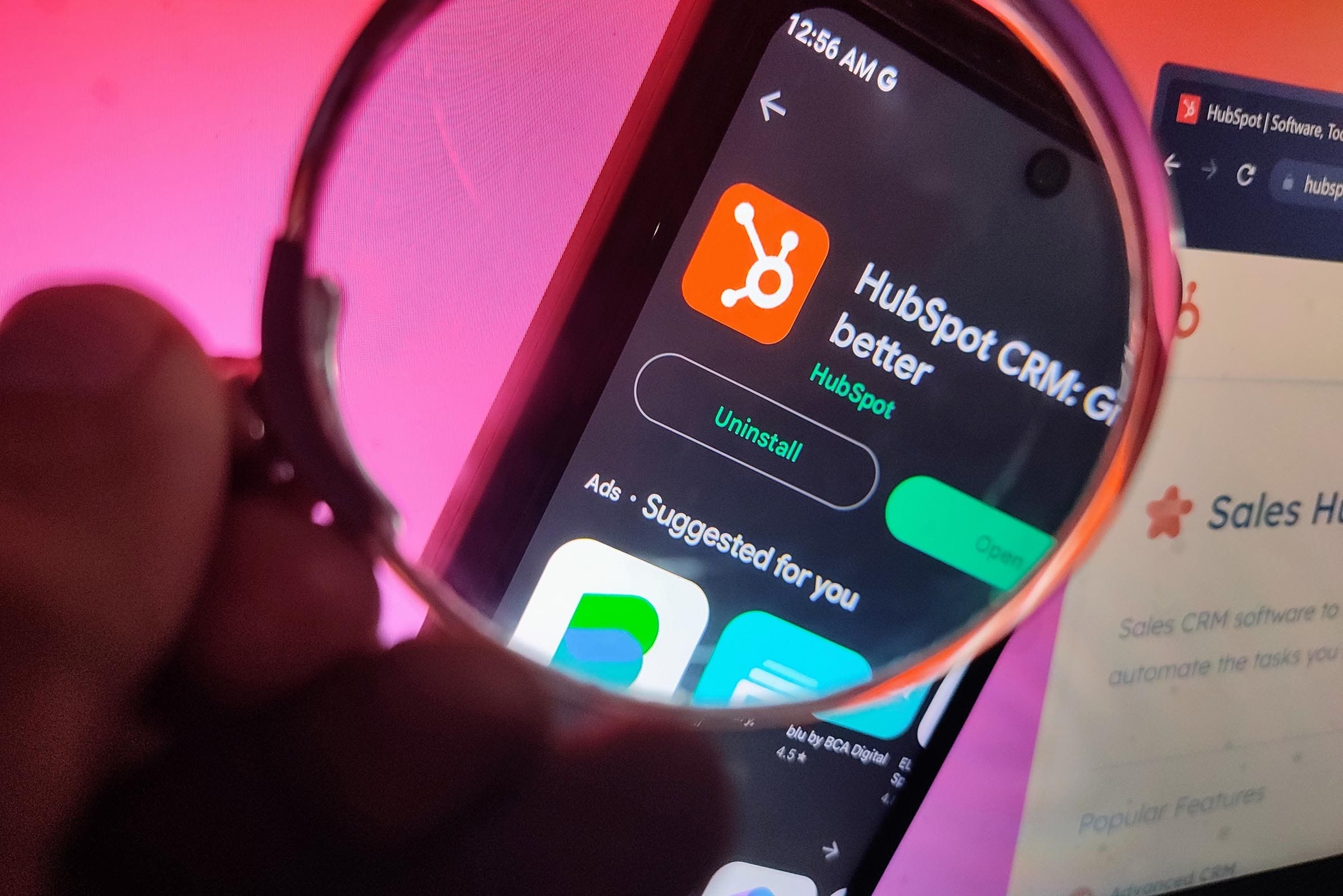 HubSpot app on smartphone screen